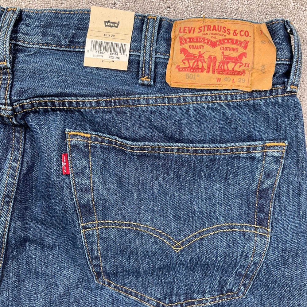 Levis 501 Jeans Mens W40 L29 Blue Button Fly Straight Leg